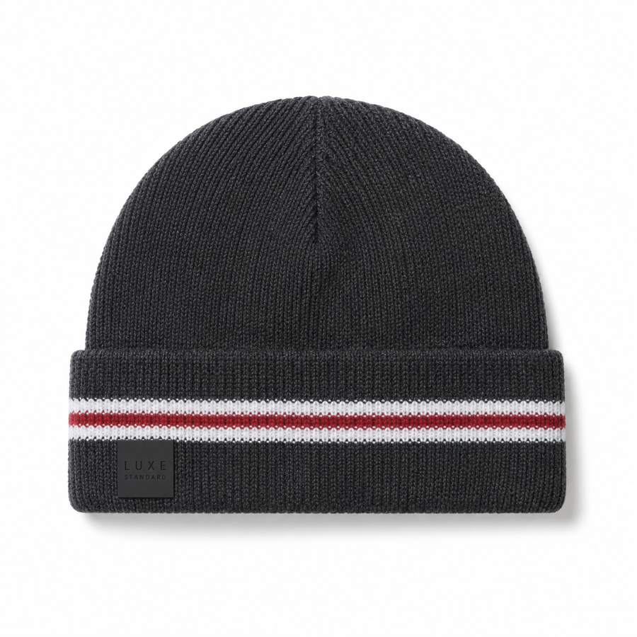 TRICOLOUR BEANIE (GREY)