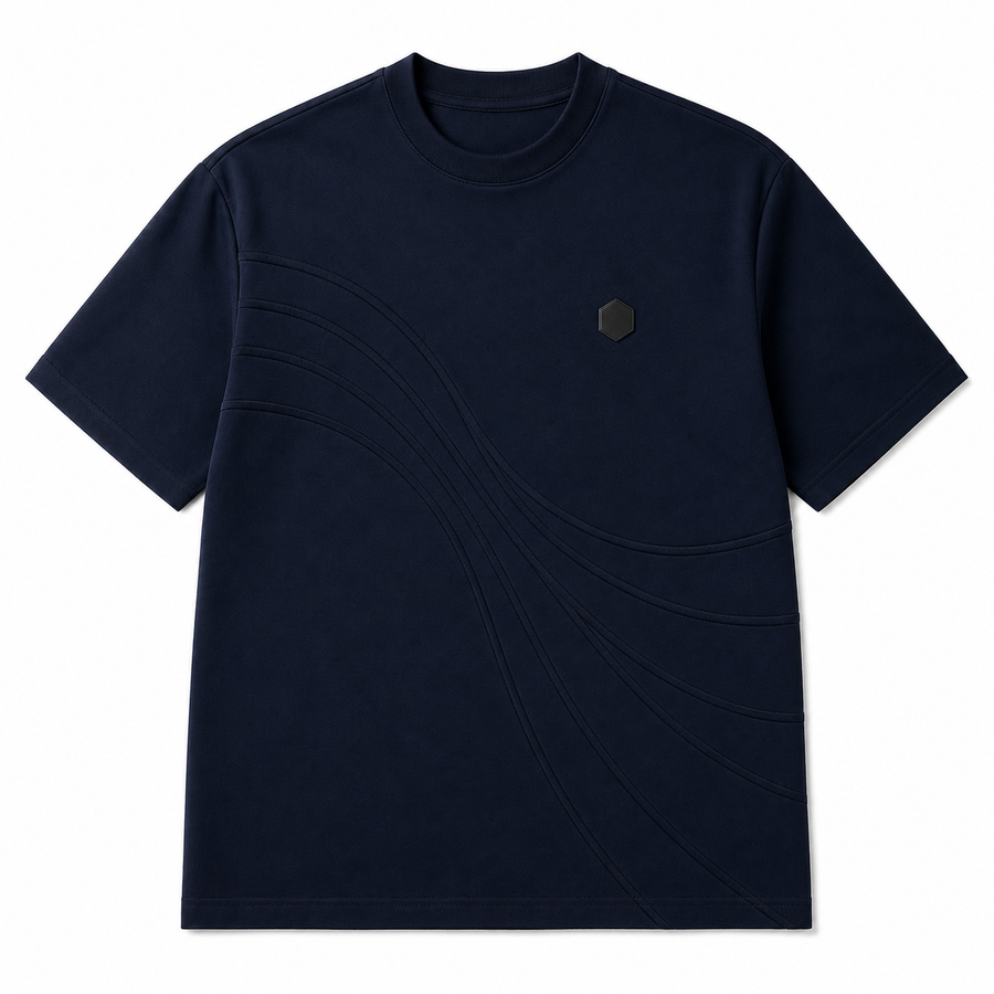 FLOCKED LOGO T-SHIRT (NAVY)