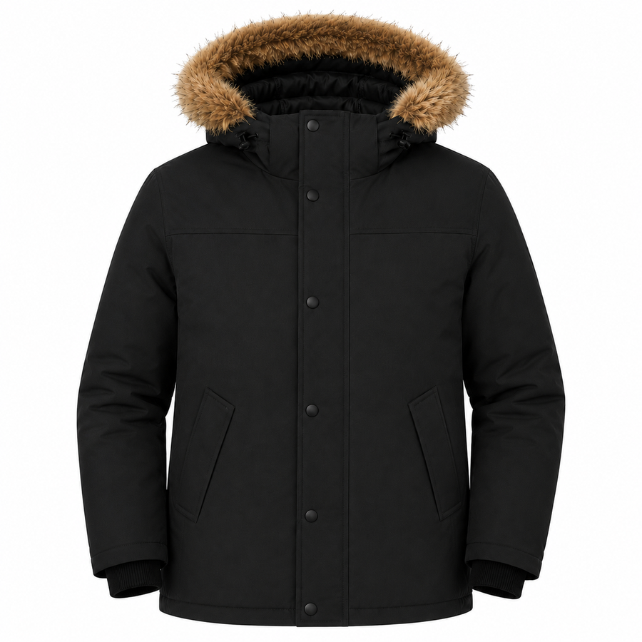 FUR PARKA (BLACK & GREY)