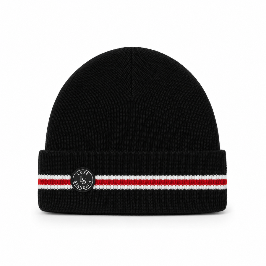 TRICOLOUR BEANIE (BLACK)