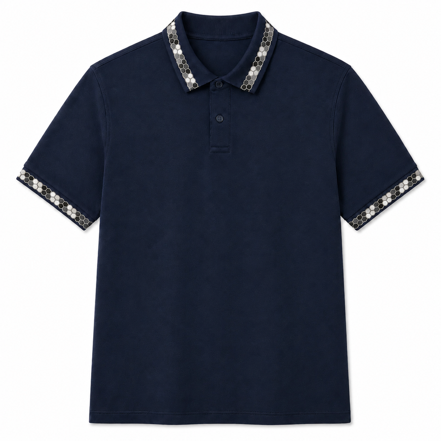 CHECKED POLO (NAVY)