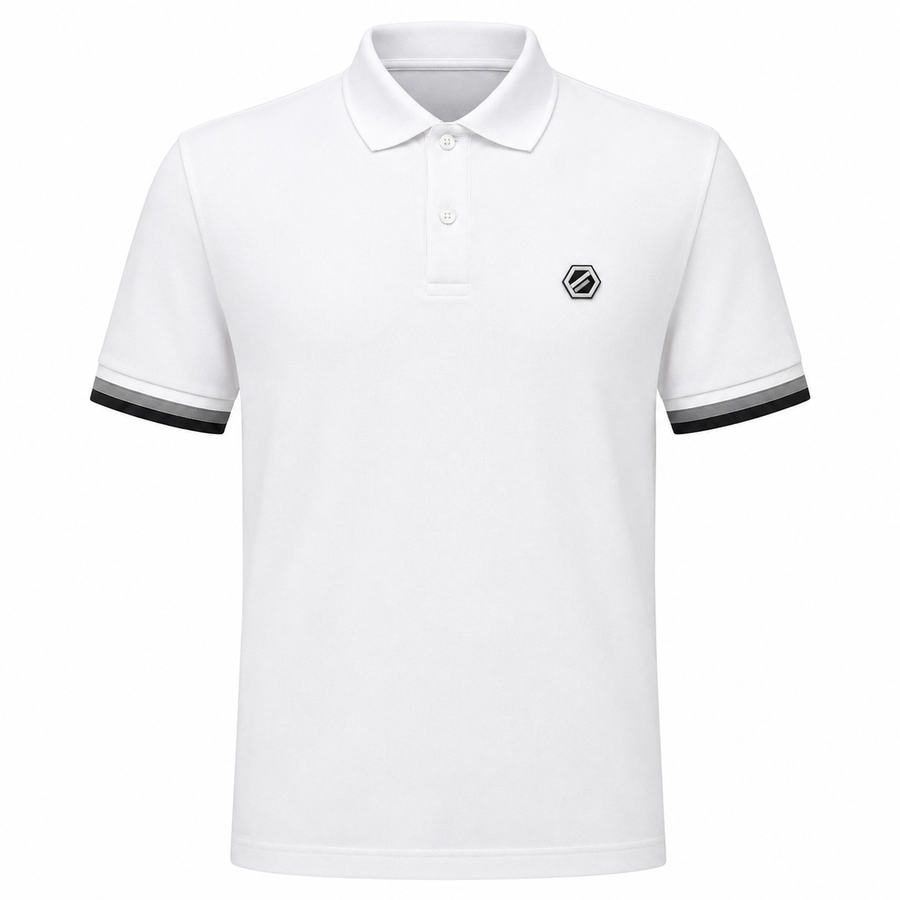 STRIPED TRIM POLO SHIRT (WHITE)
