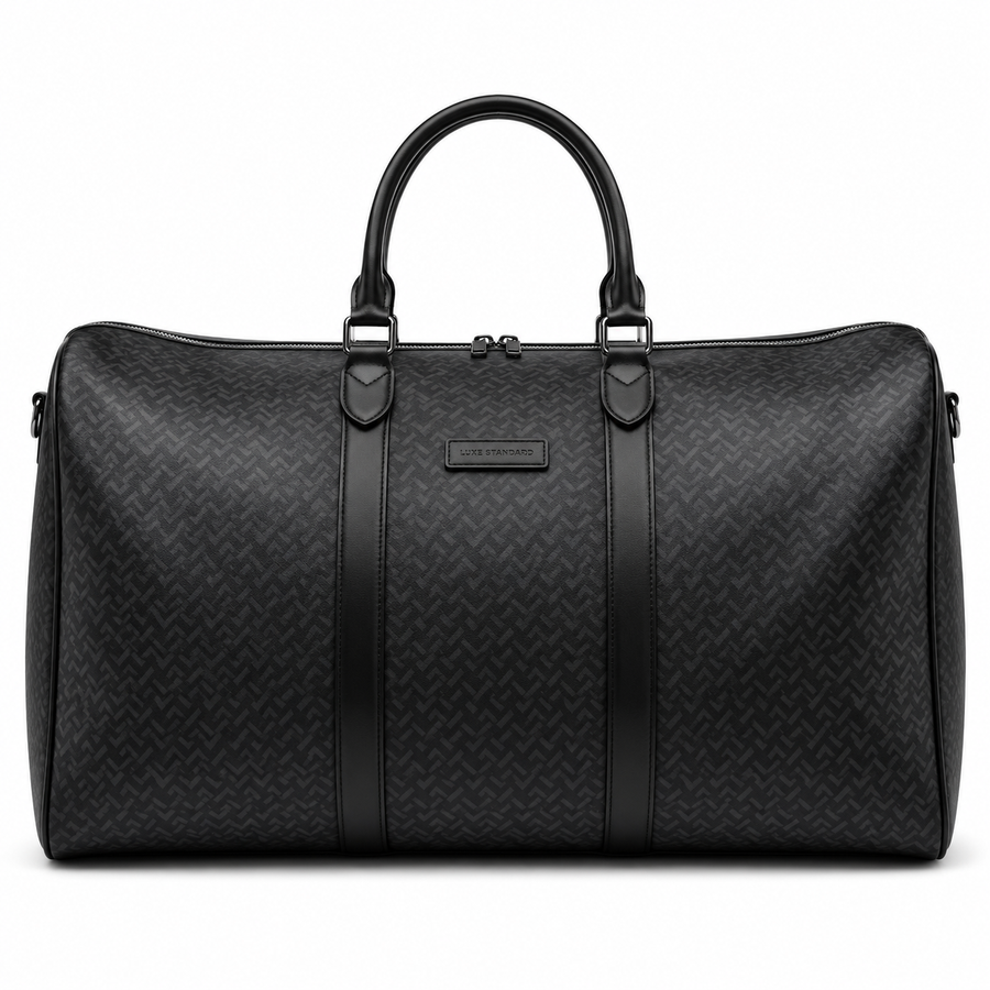BLACK GRID DUFFLE BAG