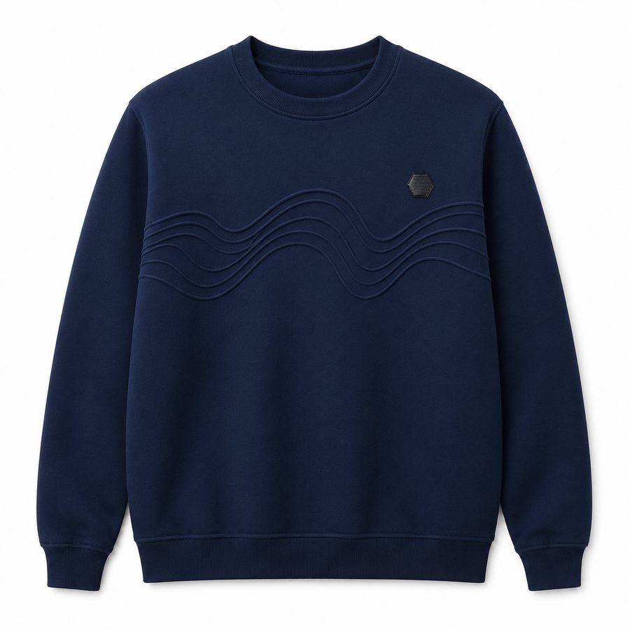 FLOCKED LOGO SWEATSHIRT (NAVY)