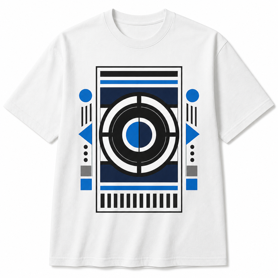 PRINT T-SHIRT (WHITE & BLUE)