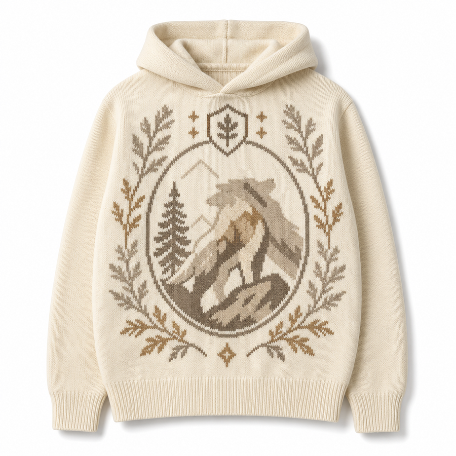 INTARSIA WOOL HOODIE