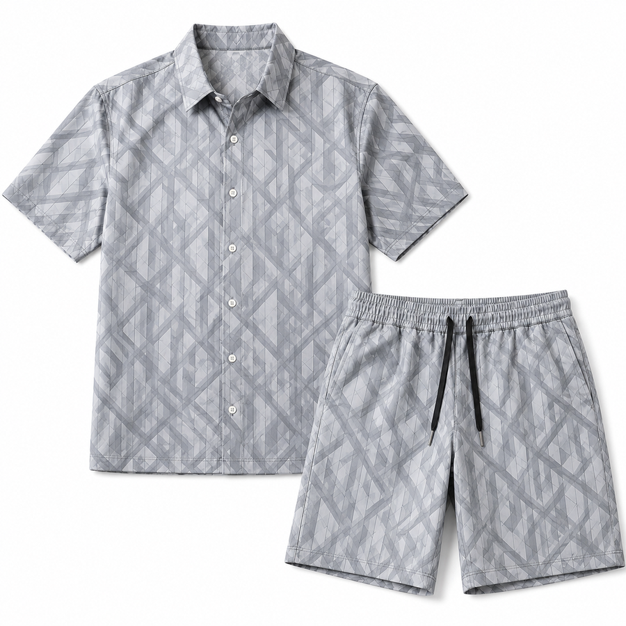 DIAMOND SHIRT SET (GREY)